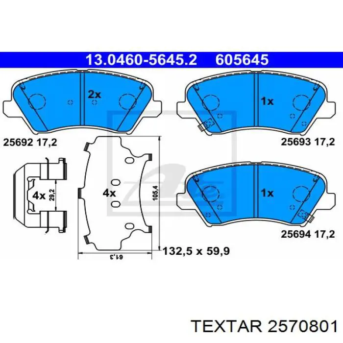 Klocki hamulcowe przednie tarczowe Textar 2570801 cena, od 43,79 USD