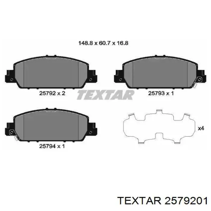 2579201 Textar Klocki hamulcowe przednie tarczowe
