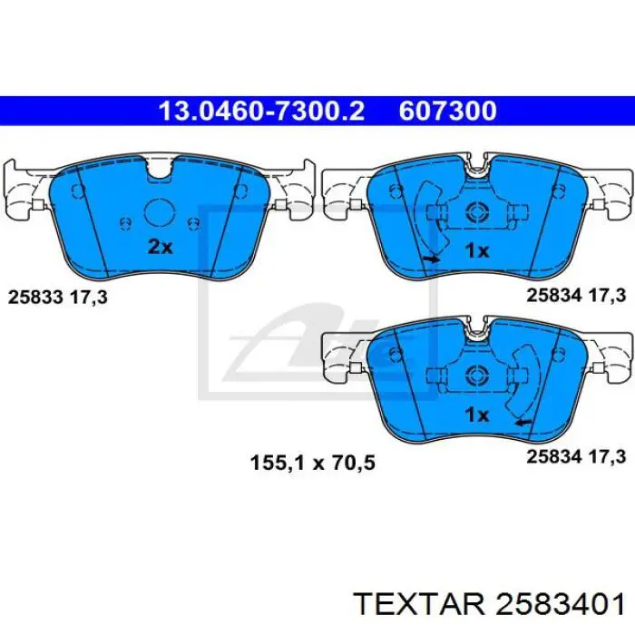 Klocki hamulcowe przednie tarczowe Textar 2583401 cena, od 39,85 USD