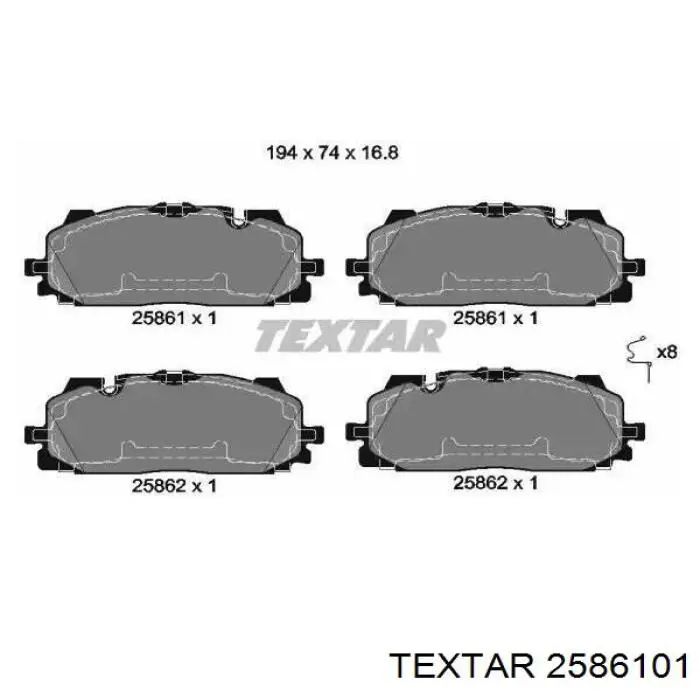 2586101 Textar klocki hamulcowe przednie tarczowe