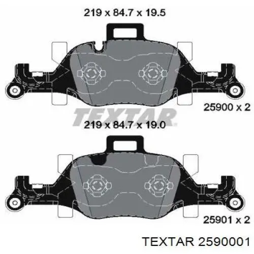 Klocki hamulcowe przednie tarczowe Textar 2590001 cena, od 73,74 USD