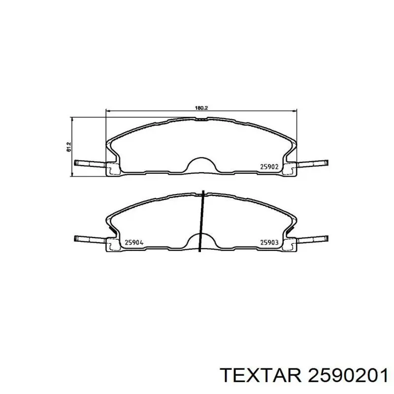 2590201 Textar Klocki hamulcowe przednie tarczowe