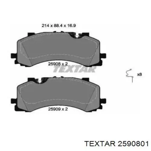 Klocki hamulcowe przednie tarczowe Textar 2590801 cena, od 78,19 USD