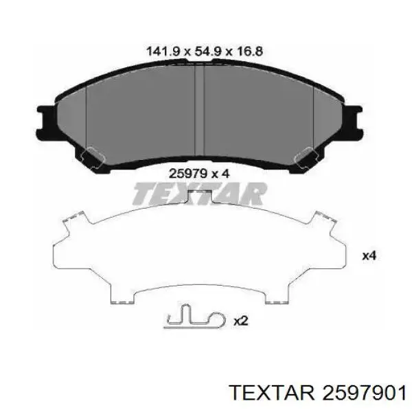 Klocki hamulcowe przednie tarczowe Textar 2597901 cena, od 28,67 USD