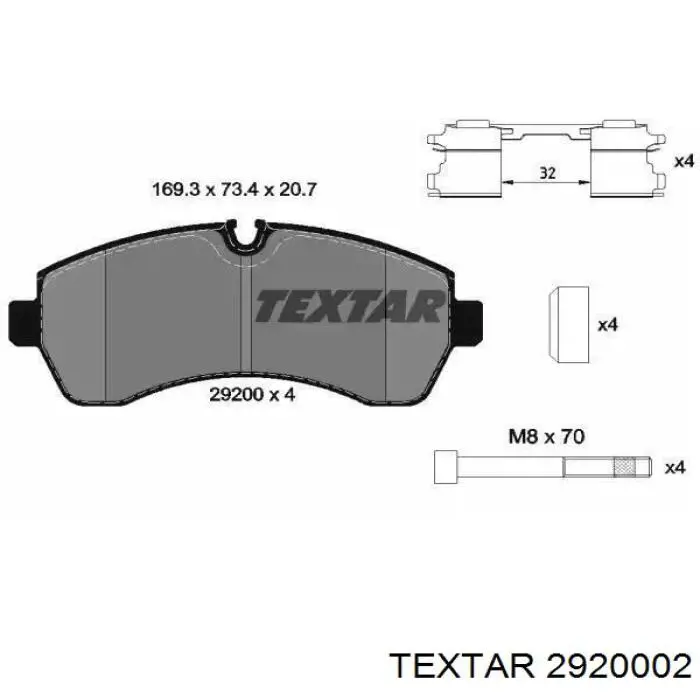 Klocki hamulcowe przednie tarczowe Textar 2920002 cena, od 25,91 USD