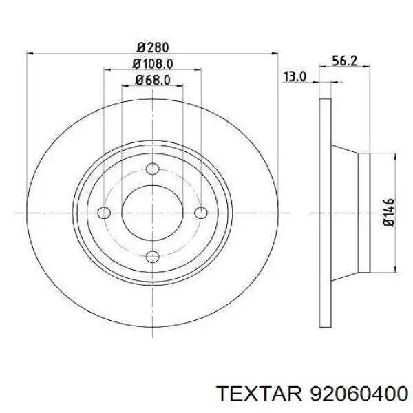 Do koszyka 92060400 Textar Tarcza hamulcowa przednia