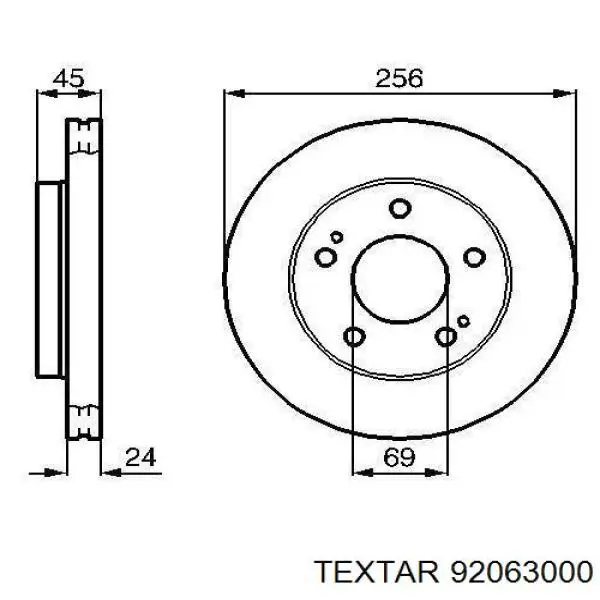 Do koszyka 92063000 Textar Tarcza hamulcowa przednia