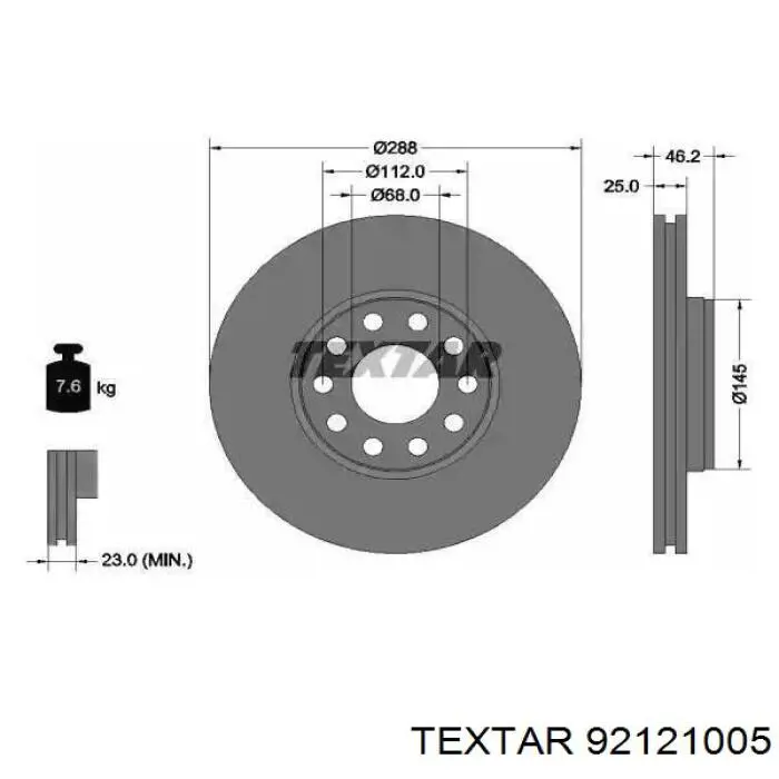 92121005 Textar tarcza hamulcowa przednia