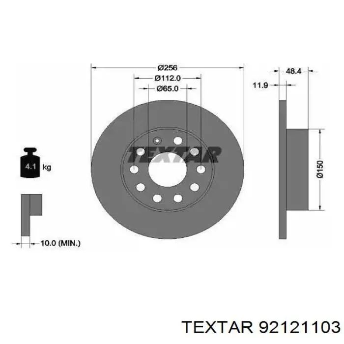 92121103 Textar Tarcza hamulcowa tylna