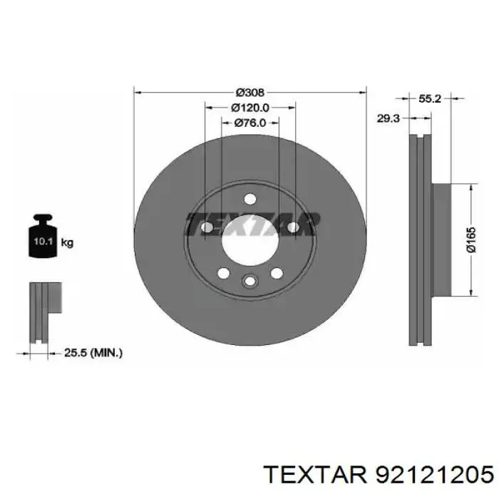 92121205 Textar tarcza hamulcowa przednia