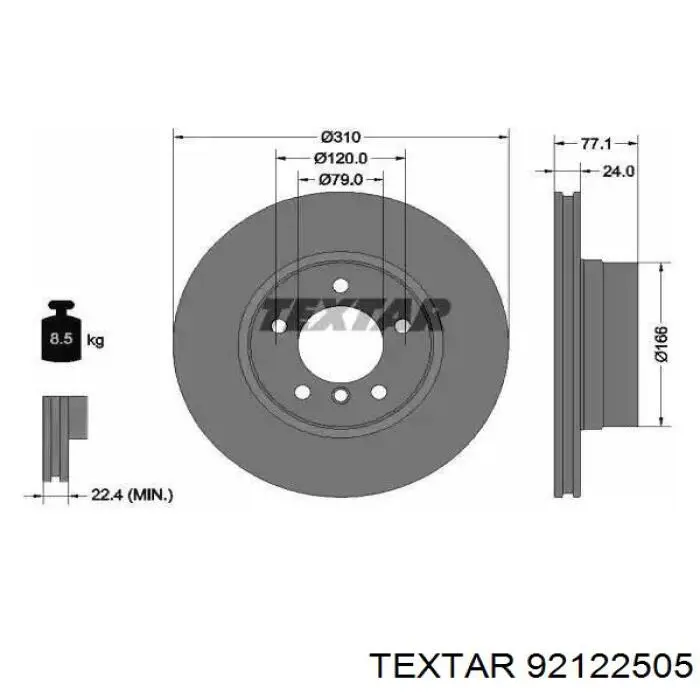 92122505 Textar Tarcza hamulcowa przednia