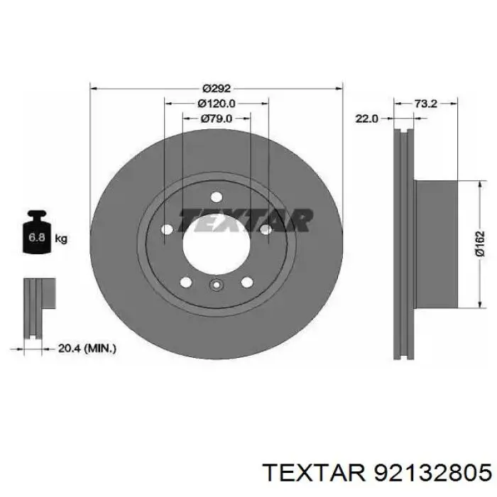 92132805 Textar Tarcza hamulcowa przednia