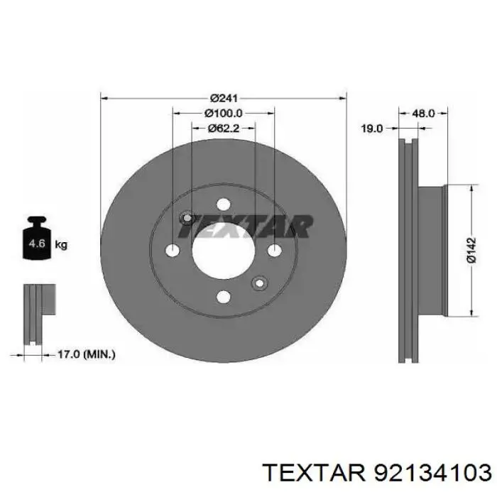 92134103 Textar tarcza hamulcowa przednia