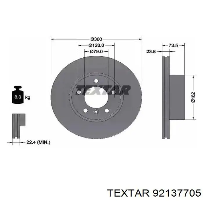 92137705 Textar tarcza hamulcowa przednia