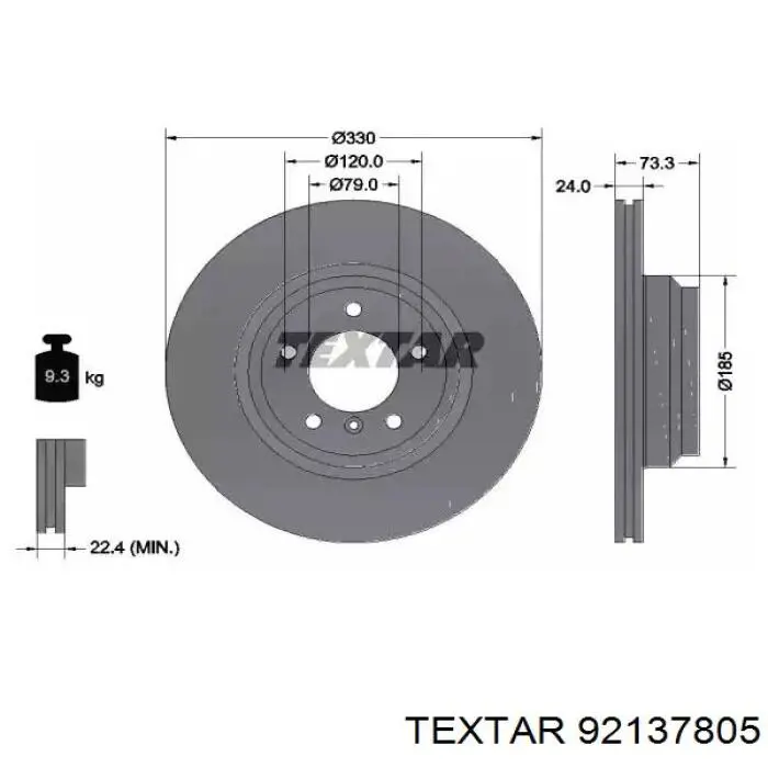 92137805 Textar tarcza hamulcowa przednia