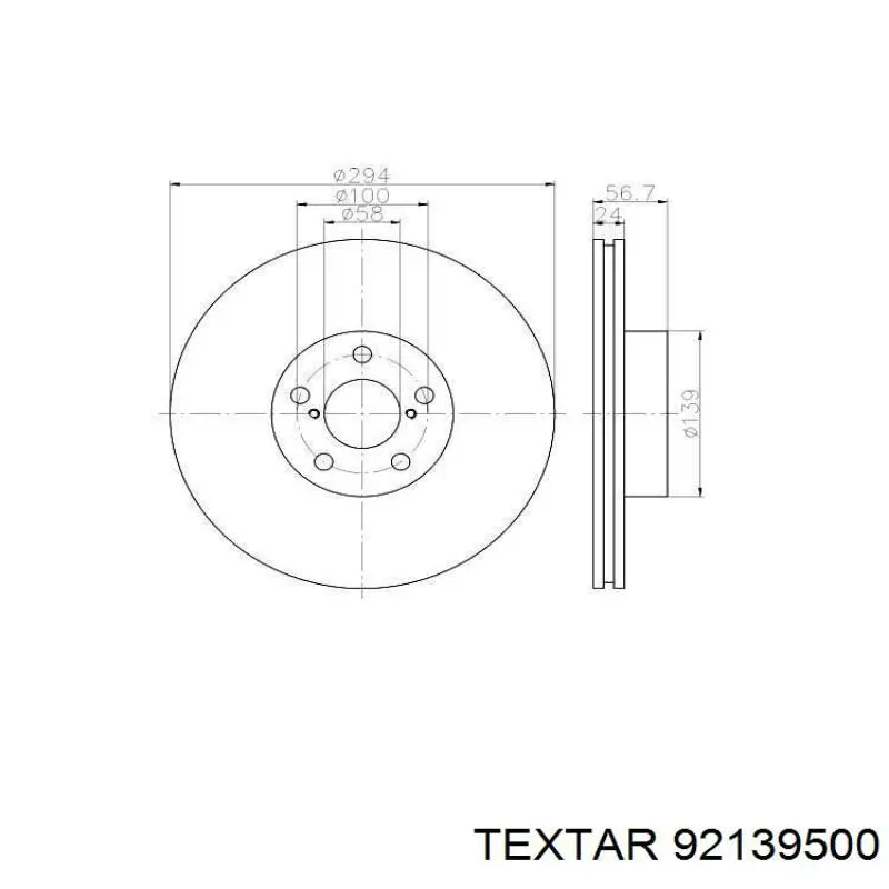 Do koszyka 92139500 Textar Tarcza hamulcowa przednia