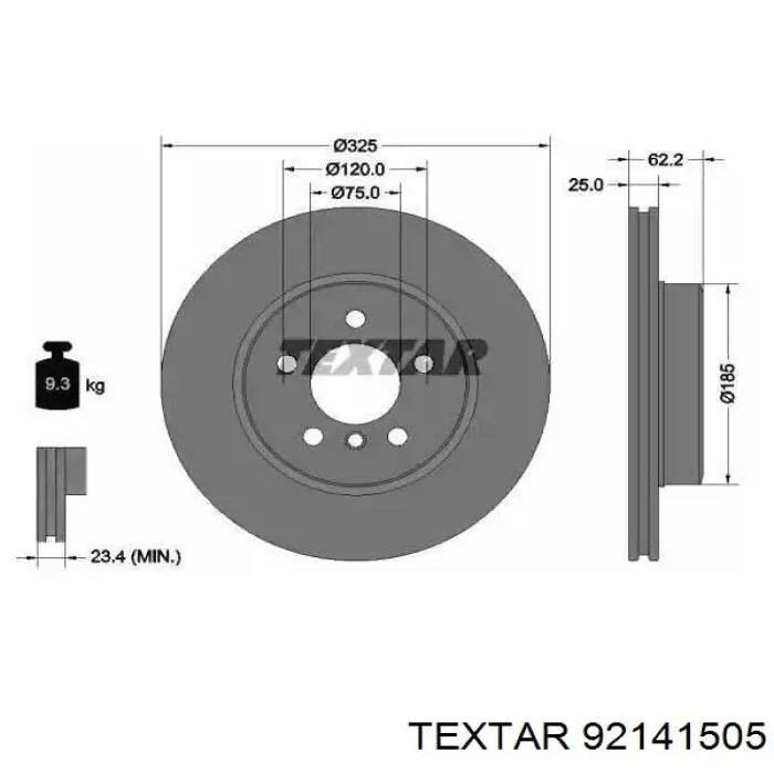 92141505 Textar tarcza hamulcowa przednia