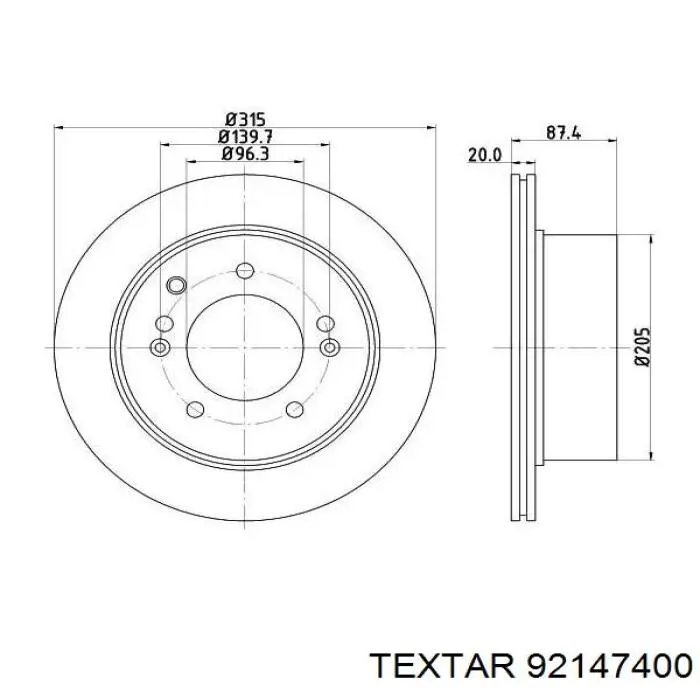 Do koszyka 92147400 Textar Tarcza hamulcowa tylna