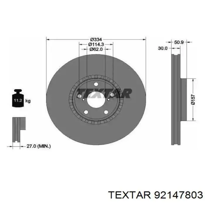 92147803 Textar tarcza hamulcowa przednia