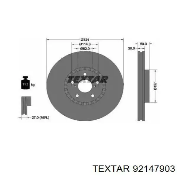 92147903 Textar tarcza hamulcowa przednia