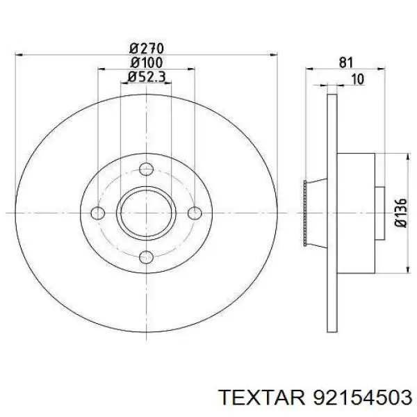92154503 Textar Tarcza hamulcowa tylna