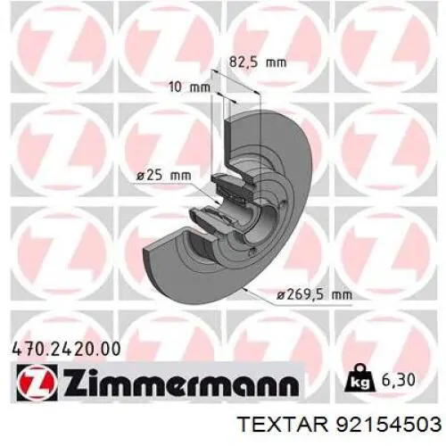 Do koszyka 92154503 Textar Tarcza hamulcowa tylna