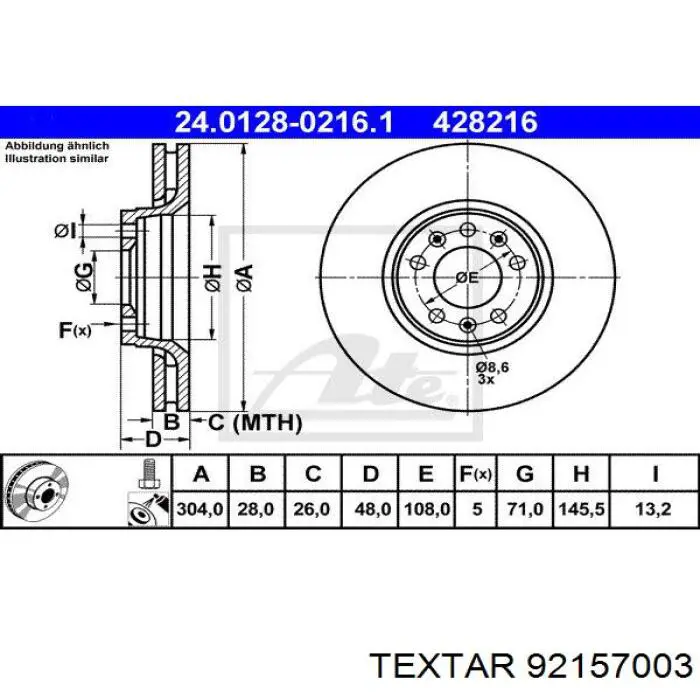 Do koszyka 92157003 Textar Tarcza hamulcowa przednia