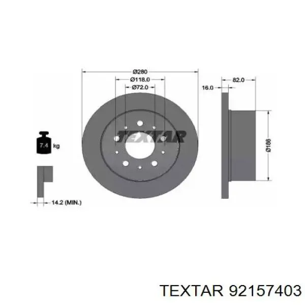 92157403 Textar Tarcza hamulcowa tylna
