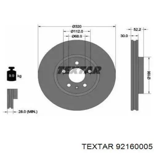 92160005 Textar tarcza hamulcowa przednia