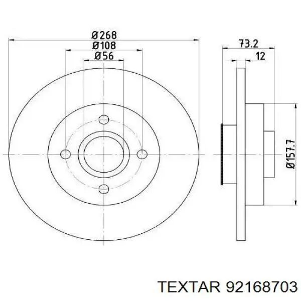 92168703 Textar tarcza hamulcowa tylna