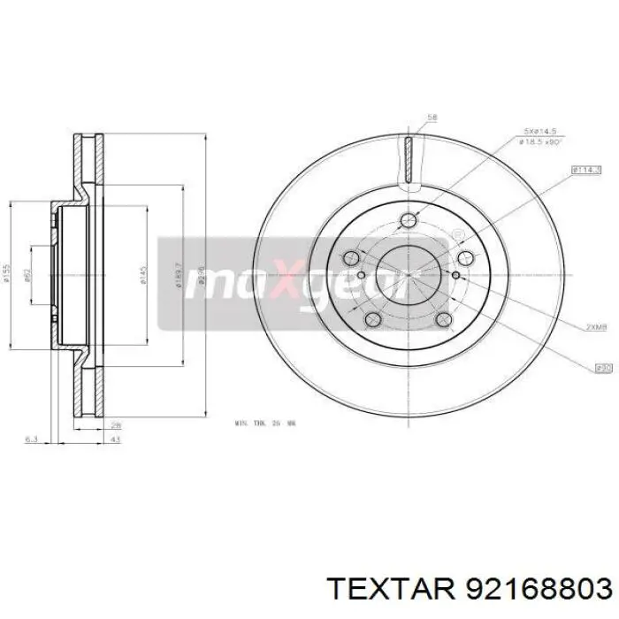 Do koszyka 92168803 Textar Tarcza hamulcowa przednia