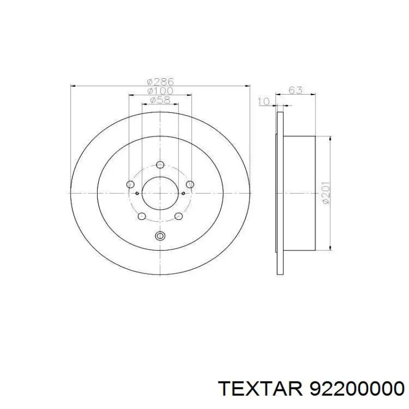 Do koszyka 92200000 Textar Tarcza hamulcowa tylna