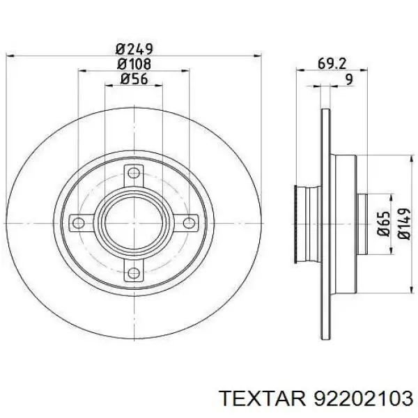 Tarcza hamulcowa tylna Textar 92202103 cena, od 49,17 USD