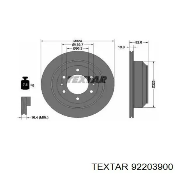 92203900 Textar Tarcza hamulcowa tylna