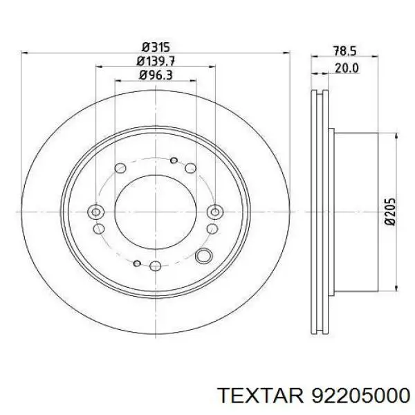 Do koszyka 92205000 Textar Tarcza hamulcowa tylna