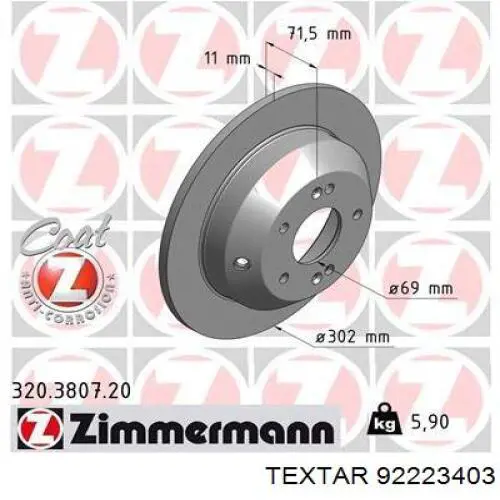 Do koszyka 92223403 Textar Tarcza hamulcowa tylna