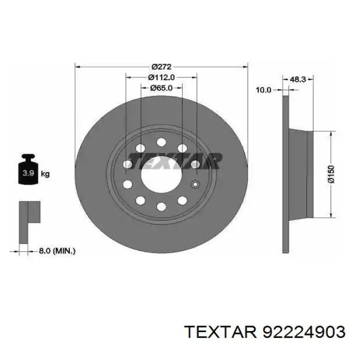 92224903 Textar Tarcza hamulcowa tylna