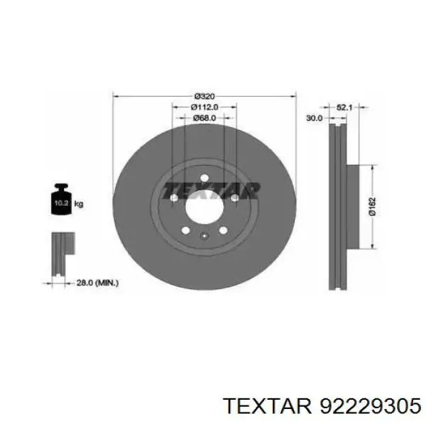 92229305 Textar tarcza hamulcowa przednia