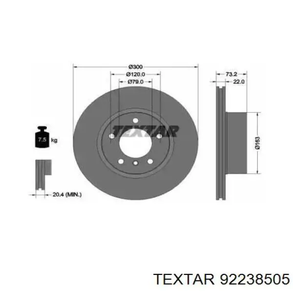 92238505 Textar tarcza hamulcowa przednia