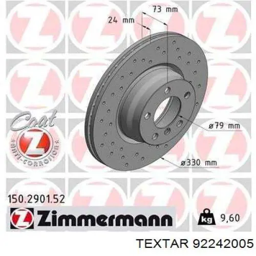 Do koszyka 92242005 Textar Tarcza hamulcowa przednia