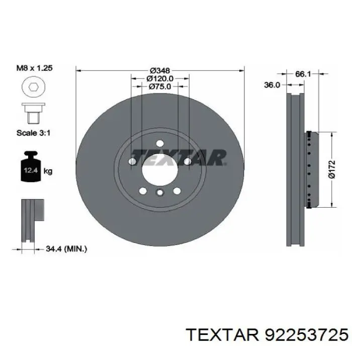 92253725 Textar tarcza hamulcowa przednia