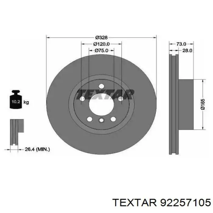 92257105 Textar tarcza hamulcowa przednia