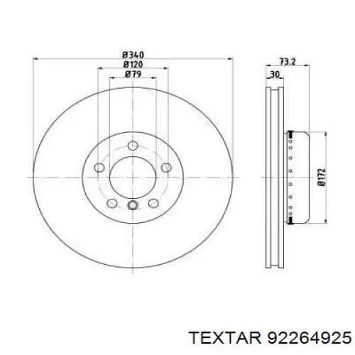 92264925 Textar tarcza hamulcowa przednia