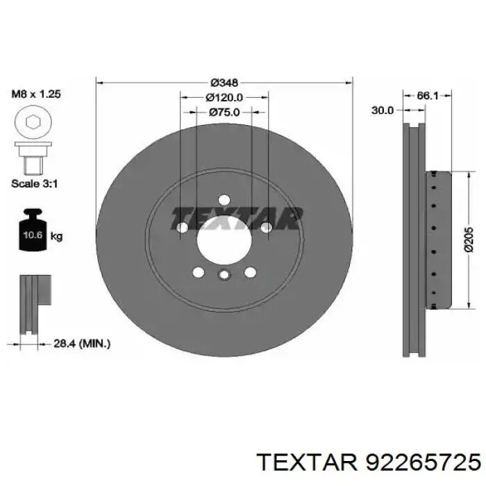 92265725 Textar Tarcza hamulcowa przednia