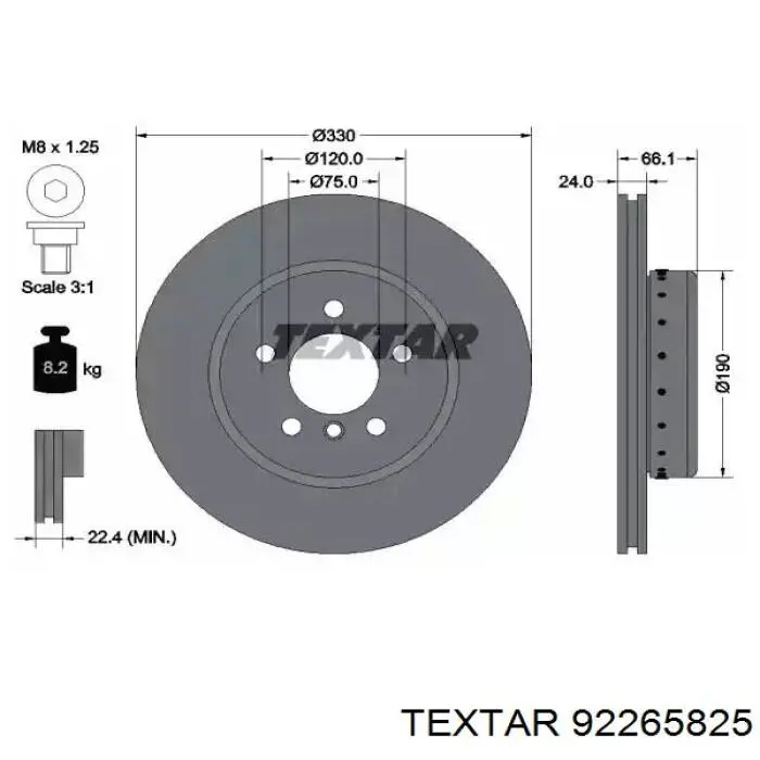 92265825 Textar Tarcza hamulcowa przednia