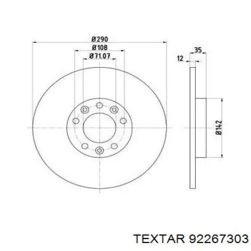 92267303 Textar tarcza hamulcowa tylna