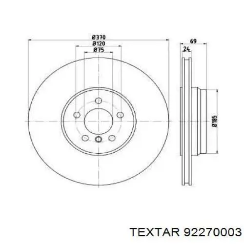 92270003 Textar tarcza hamulcowa tylna