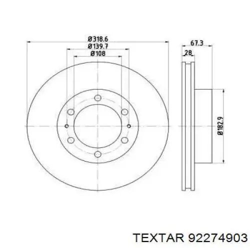 92274903 Textar tarcza hamulcowa przednia