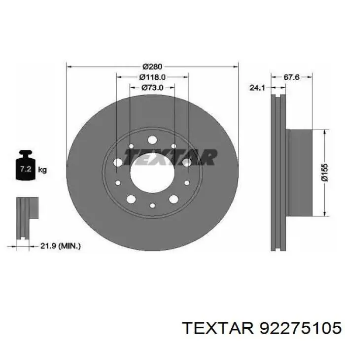 92275105 Textar tarcza hamulcowa przednia