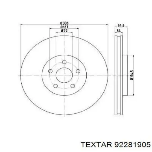92281905 Textar Tarcza hamulcowa przednia